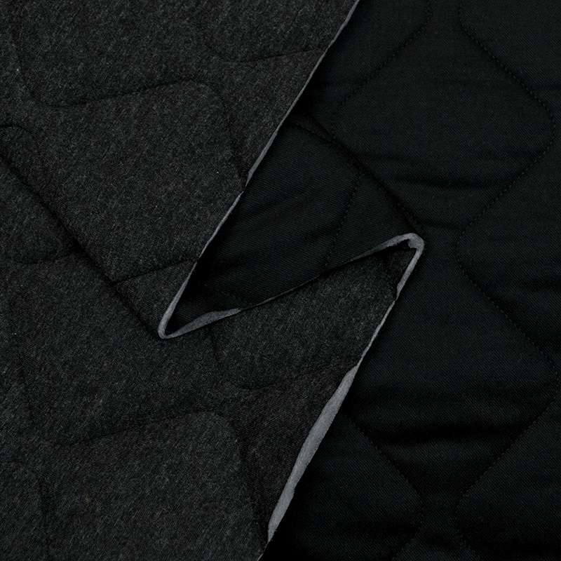 Ткань курточная стеганая, черный-серый